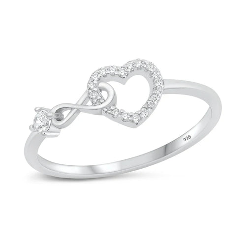 Lhr1074619 Sterling Silver Ring Heart Infinity Cz Stones