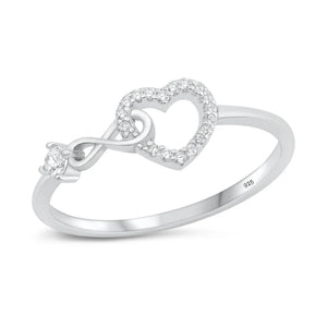Lhr1074619 Sterling Silver Ring Heart Infinity Cz Stones