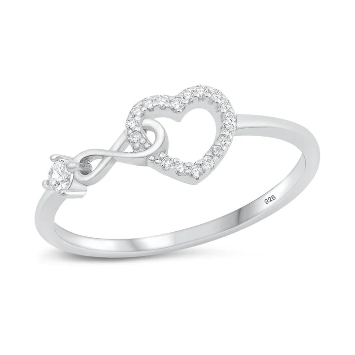 Lhr1074619 Sterling Silver Ring Heart Infinity Cz Stones