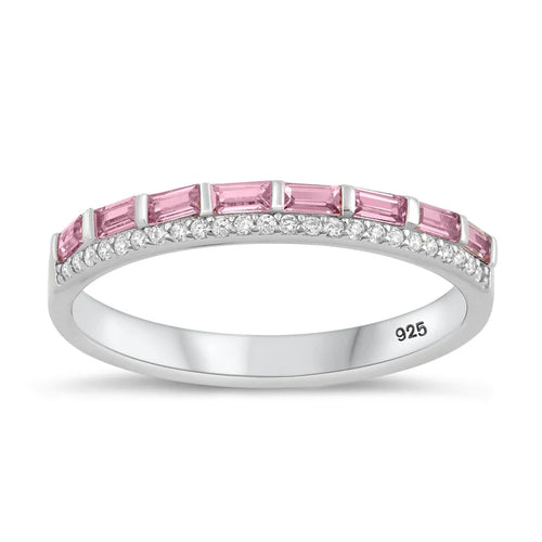 Lhr1074669 Sterling Silver Ring Pink Cz