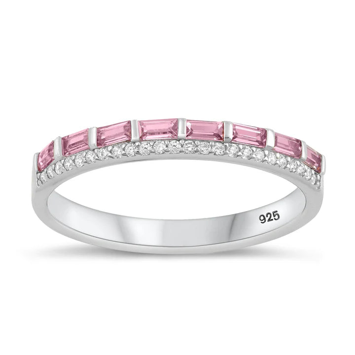 Lhr1074669 Sterling Silver Ring Pink Cz