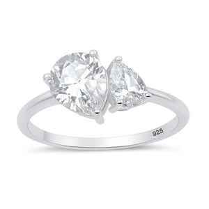 Lhr1074679 Sterling Silver Tear Drop Cz Ring