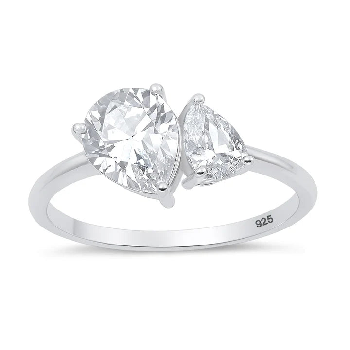 Lhr1074679 Sterling Silver Tear Drop Cz Ring
