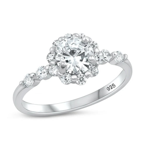 Lhr1074729 Sterling Silver Ring Round Cz Stones