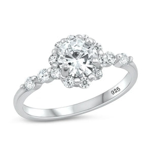 Lhr1074729 Sterling Silver Ring Round Cz Stones