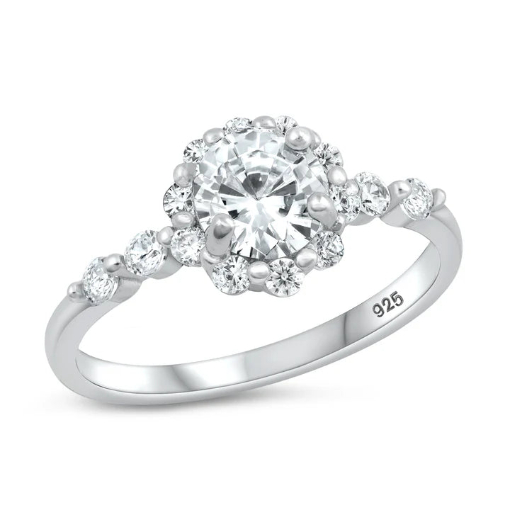 Lhr1074729 Sterling Silver Ring Round Cz Stones
