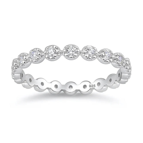 Lhr1075539 Sterling Silver Flower Cz Ring