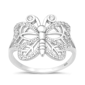 Lhr1075579 Sterling Silver Butterfly Cz Ring