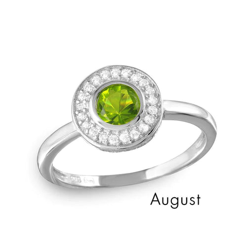 Lhr010829 Sterling Silver Ring Peridot Cz August Birthday