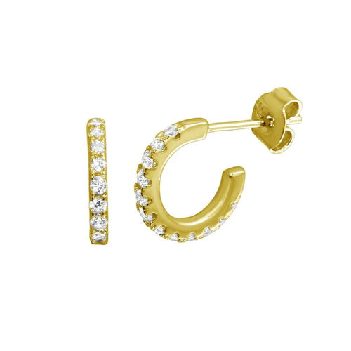 Lhe11739 *Sterling Silver Gold Plated Hoop Earring Cz