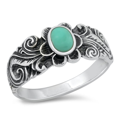 Lhr1309419 Sterling Silver Ring Turquoise Bali Style Band