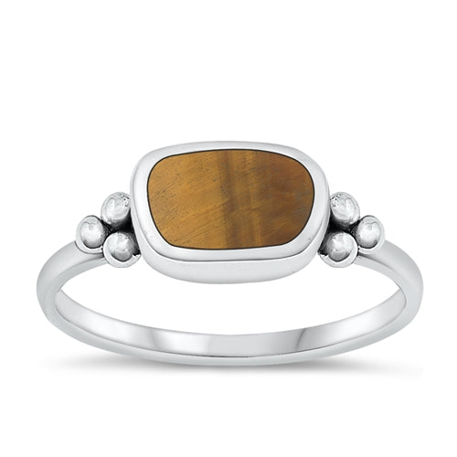 Lhr1315229 Sterling Silver Ring Real Tiger Eye