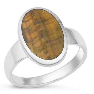 Lhr1315519 Sterling Silver Ring Oval Tiger Eye