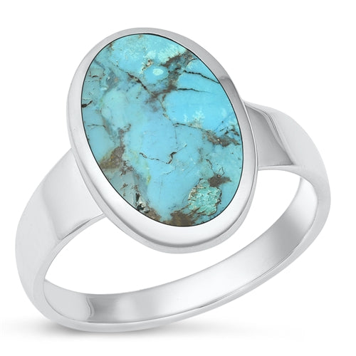 Lhr1315519 Sterling Silver Ring Turquoise Oval Stone