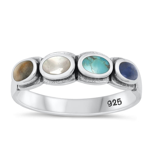 Lhr1316339 Sterling Silver Ring Real Stone Multi Colors