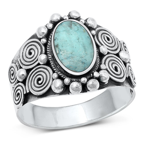 Lhr1316409 Sterling Silver Turquoise Ring Bali Style