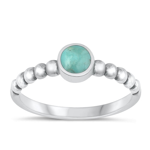 Lhr1316459 Sterling Silver Ring Turquoise Beaded Silver