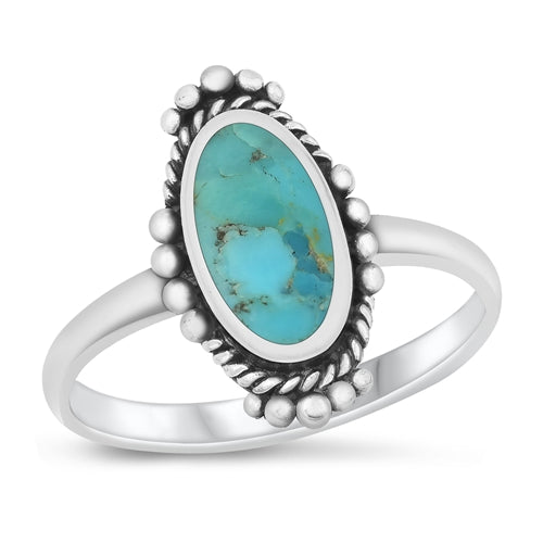 Lhr1316469 Sterling Silver Ring Real Oval Turquoise