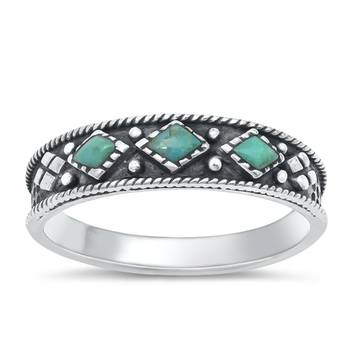 Lhr1316689 Sterling Silver Ring Real  Turquoise Band