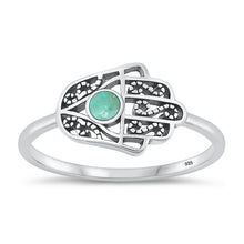 Load image into Gallery viewer, Lhr1316879 Tq .Sterling Silver Hamsa Ring 4 Available Colors sizes 5-10