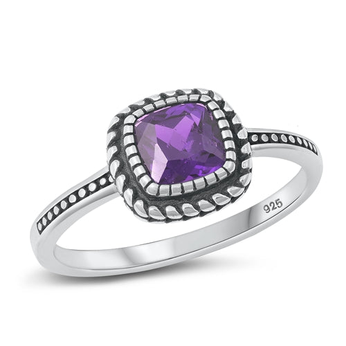 Lhr9131781AM Sterling Silver Ring Amethyst Cz