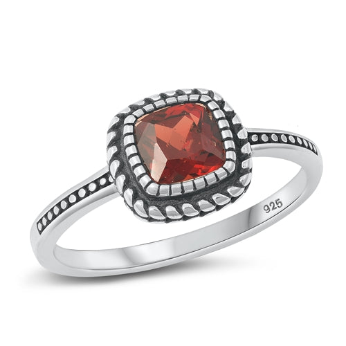 Lhr9131781G  Sterling Silver Garnet Cz  Ring