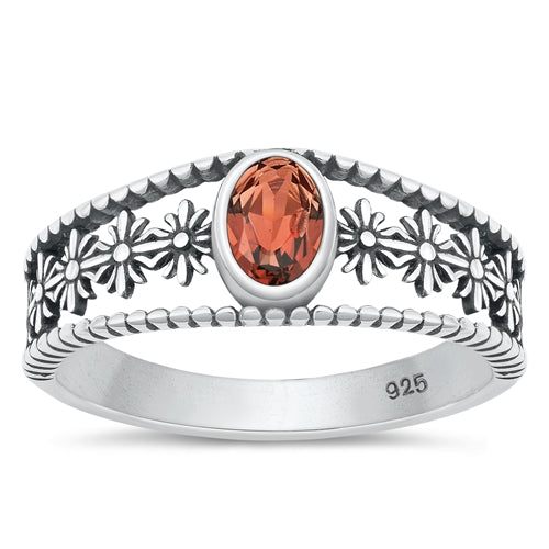 Lhr913172 Sterling Silver Real Garnet Stone Ring