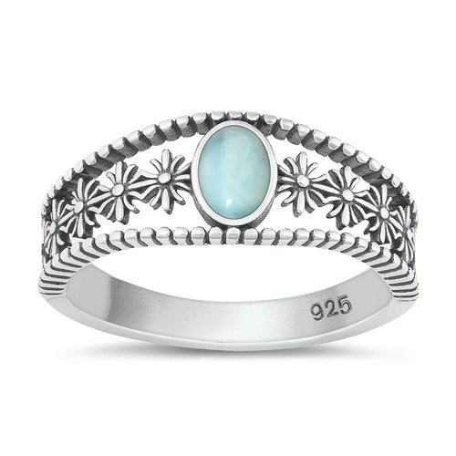 Lhr1317829 Sterling Silver Ring Larimar Real Stone