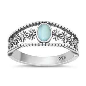 Lhr1317829 Sterling Silver Ring Larimar Real Stone