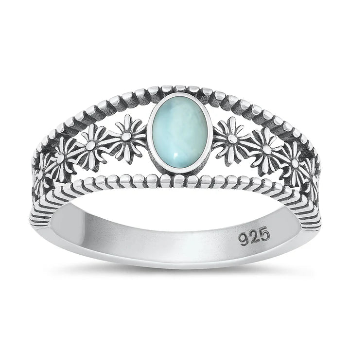 Lhr1317829 Sterling Silver Ring Larimar Real Stone