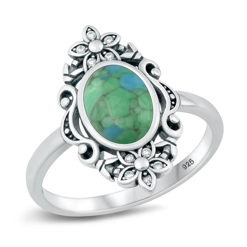 Lhr1319039 Sterling Silver Real Turquoise Ring