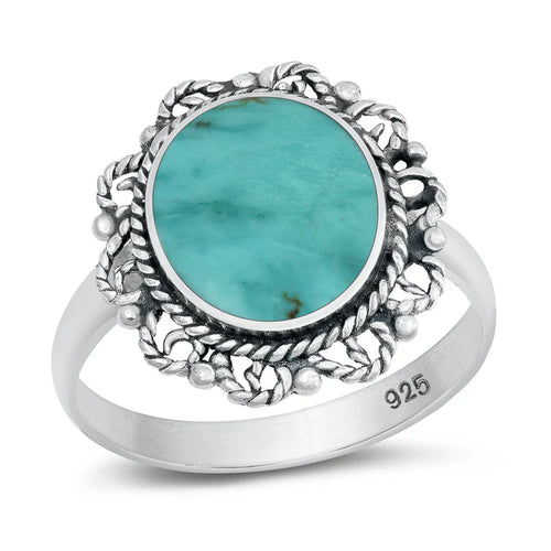 Lhr1319159 Sterling Silver Real Turquoise Ring