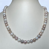 lhpn1449 Real Cultured Pearl Necklace 8mm White Peach Pink
