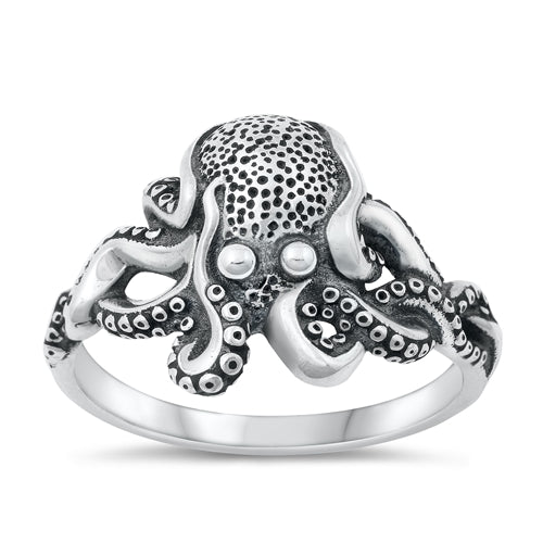 Lhr1448849 Sterling Silver Ring Aquatic Octopus