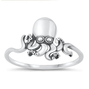 Lhr148859 Sterling Silver Ring Aquatic Octopus