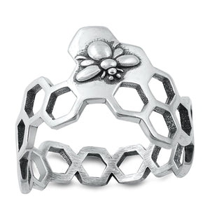 Lhr1450899 Sterling Silver  Ring  Bee  & Honey Comb