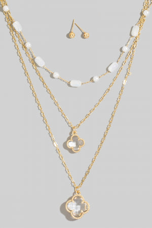 Lhn91453 Fashion Necklace Clover Crystal