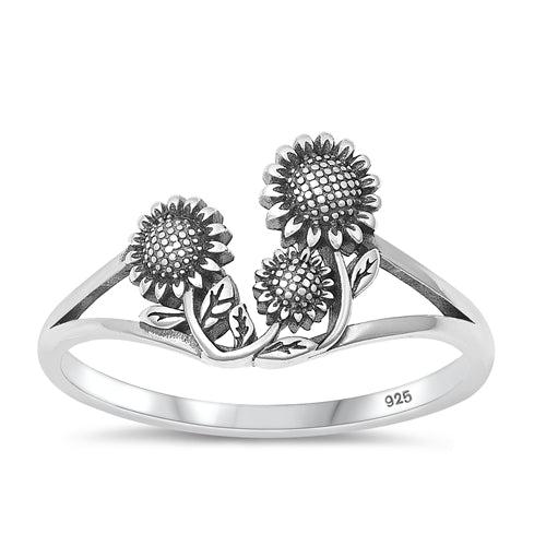 Lhr1454039 Sterling Silver Sunflower Ring