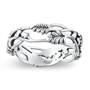 Lhr1454389 Sterling Silver Leaf & Vine Ring