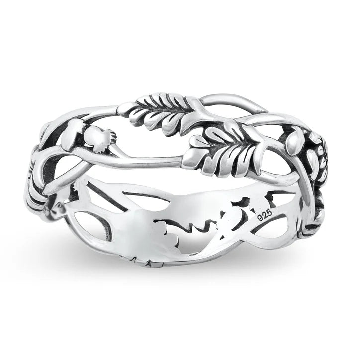 Lhr1454389 Sterling Silver Leaf & Vine Ring