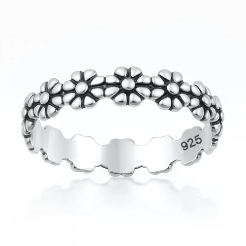 Lhr1455879 Sterling Silver Flower Band Ring