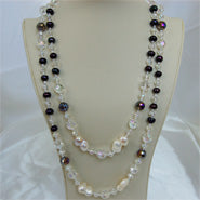 Load image into Gallery viewer, lhnf207 Real Baroque Pearl  Black Pearl &amp; Crystal Necklace