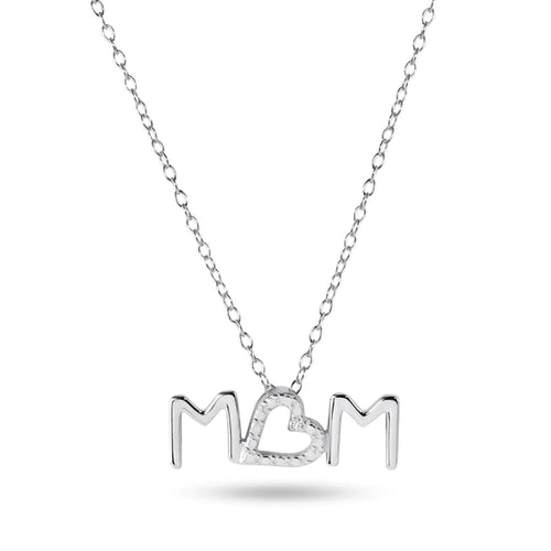 Lhp14809 Sterling Silver Mom Necklace Cz