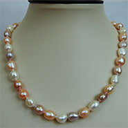 Lhns059 Real Baroque Multi Color Cultured  Pearl Necklace