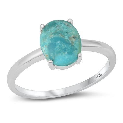 Lhr9150459 Sterling Silver Ring Real Turquoise Stone Sizes 4-10