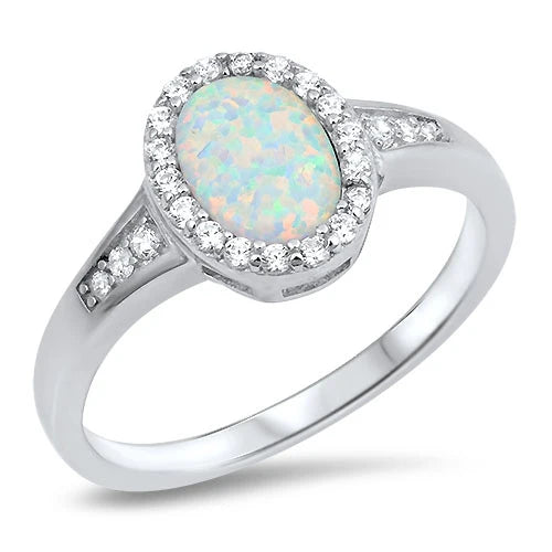 Lhr1505609 Sterling Silver Lab Opal Cz Ring