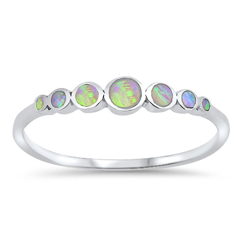 Lhr1505699 Sterling Silver Ring Lab White  Opal Graduated
