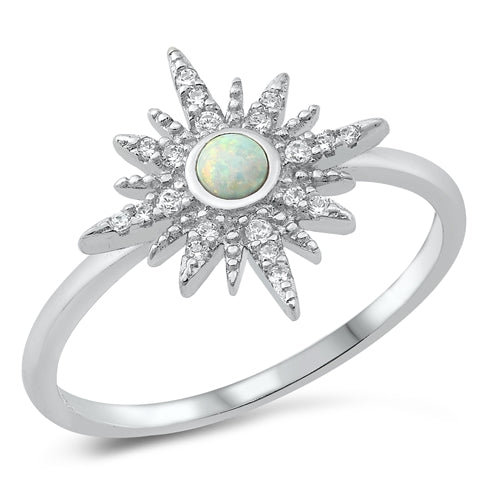 Lhr1507539 Sterling Silver Ring Lab Opal Cz Star
