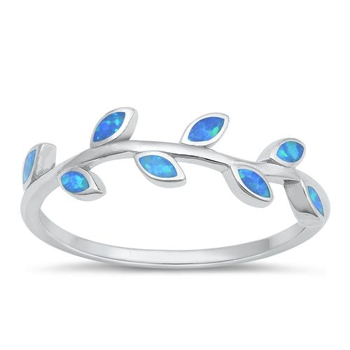 Lhr1510479Blue Sterling Silver Ring Blue Lab Opal Branch