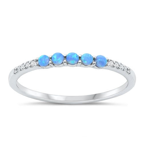 Lhr1510559Blue  Sterling Silver Ring Lab Opal Band